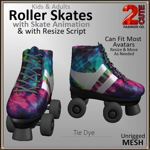 Second Life Marketplace Roller Skates [2cute] Old Tie Dye